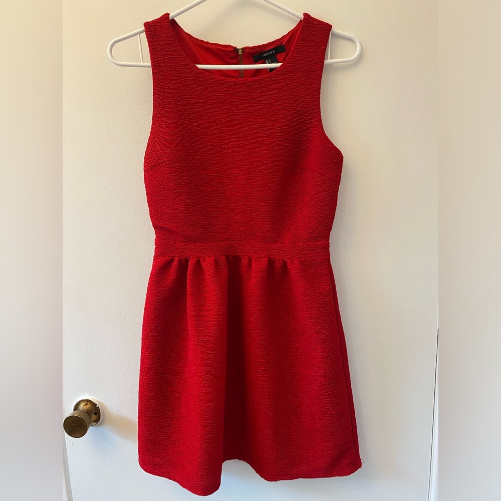 Womens red flare dress size small